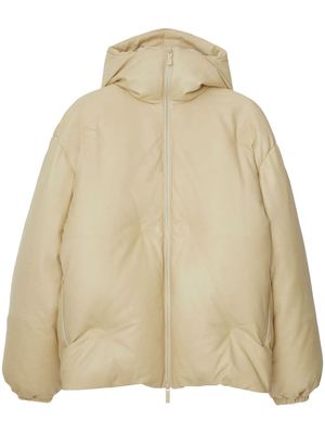 Burberry hooded down leather jacket - Neutrals