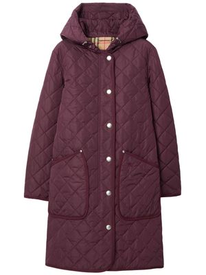Burberry hooded quilted coat - Purple