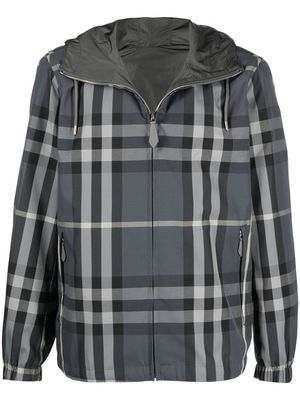 Burberry hooded signature check jacket - Grey