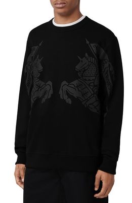 burberry Horndon Equestrian Knight Cotton Graphic Sweatshirt in Black