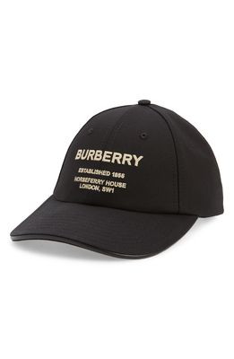 Burberry Horseferry Embroidered Baseball Cap in Black /Beige
