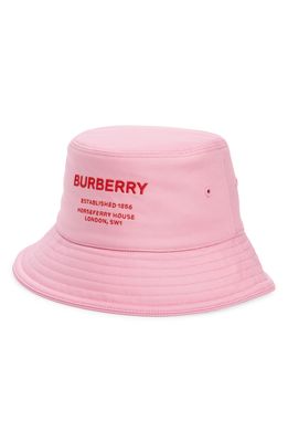 Burberry Horseferry Logo Cotton Twill Bucket Hat in Primrose Pink