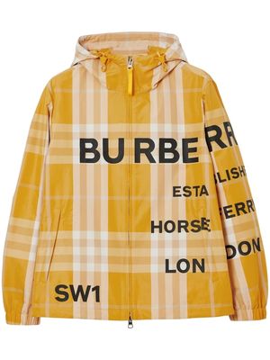 Burberry Horseferry-print checked hooded jacket - Yellow