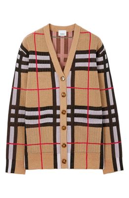 burberry Hortence Check Piqué Cardigan in Archive Beige