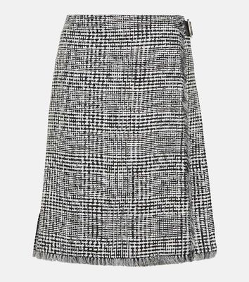 Burberry Houndstooth high-rise wrap skirt