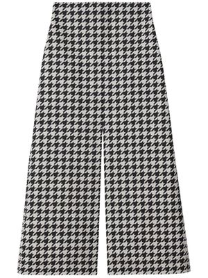 Burberry houndstooth-pattern gabardine cropped trousers - Black
