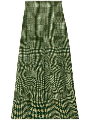 Burberry houndstooth-pattern pleated midi skirt - Green
