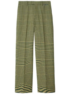 Burberry houndstooth-pattern straight-leg trousers - Green
