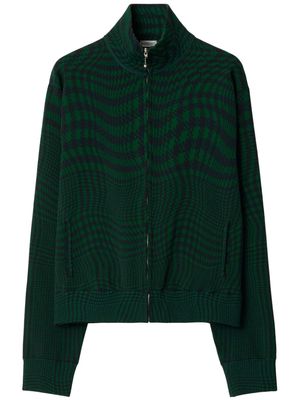 Burberry houndstooth-pattern track jacket - Green