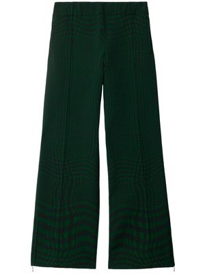 Burberry houndstooth-pattern wide-leg trousers - Green