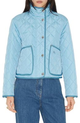 burberry Humbie Diamond Quilted Nylon Hooded Jacket in Cool Denim Blue