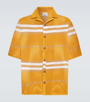Burberry Icon Stripe pointelle-knit bowling shirt
