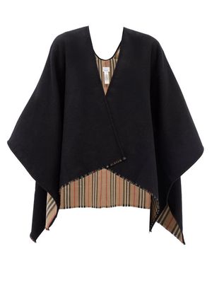 Burberry - Icon Stripe Wool Cape - Womens - Black Multi
