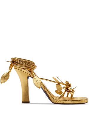 Burberry Ivy Flora metallic leather sandals - Gold