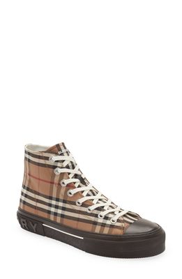 Burberry Jack Check High Top Sneaker in Birch Brown Ip Chk