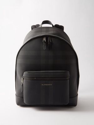 Burberry - Jett Checked Canvas Backpack - Mens - Charcoal