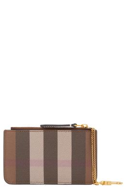 burberry Kelbrook Exaggerated Check Canvas Card Case with Key Ring in Dark Birch Brown