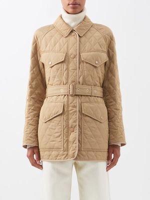 Burberry - Kemble Belted Quilted Technical-shell Jacket - Womens - Beige