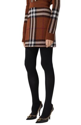 burberry Kiandra Check Wool Miniskirt in Dark Birch Brown