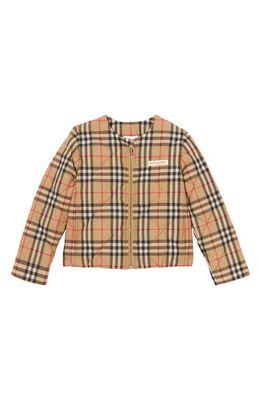 burberry Kids' Abigail Archive Check Quilted Puffer Jacket in Archive Beige Ip Check
