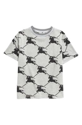 burberry Kids' Alexander EKD Print Cotton T-Shirt in Grey/Black
