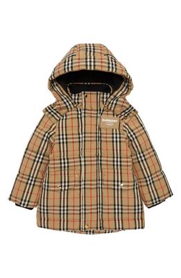 burberry Kids' Aubin Hooded Down Jacket in Archive Beige Ip Chk