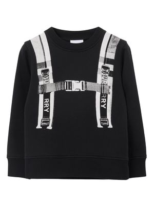 Burberry Kids backpack-print cotton sweatshirt - Black