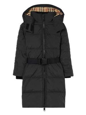 Burberry Kids belted quilted padded coat - Black