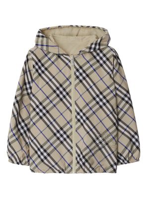 Burberry Kids Burberry Check hooded jacket - Neutrals