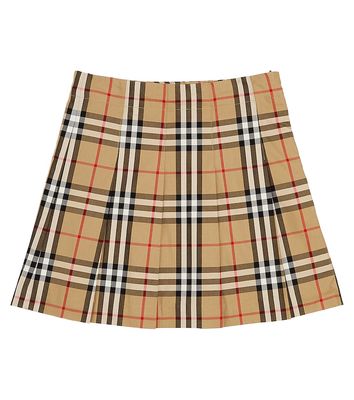 Burberry Kids Burberry Check pleated cotton skirt