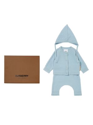 Burberry Kids cable-knit cashmere babygrow set - Blue