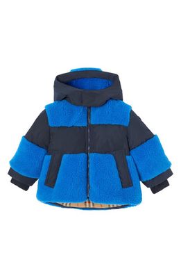 burberry Kids' Calder Hooded Mixed Media Down Coat in Midnight