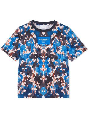 Burberry Kids camouflage-print cotton T-shirt - Blue