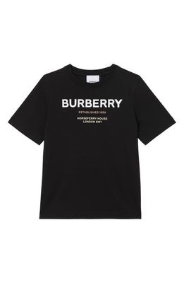 burberry Kids' Cedar Horseferry Logo Cotton Graphic Tee in Black