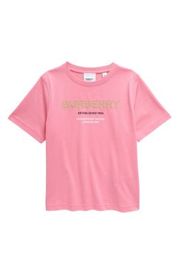 burberry Kids' Cedar Horseferry Logo Cotton Graphic Tee in Bubblegum Pink