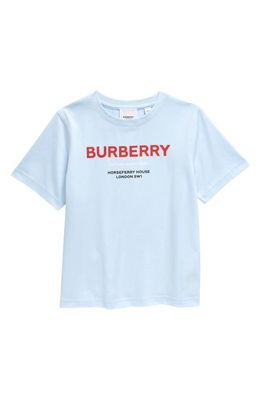 burberry Kids' Cedar Horseferry Logo Cotton Graphic Tee in Pale Blue