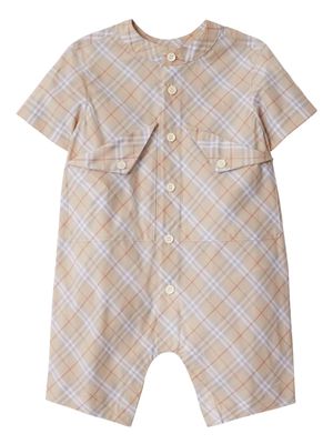 Burberry Kids check cotton playsuit - Neutrals