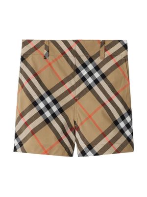 Burberry Kids check cotton shorts - Neutrals