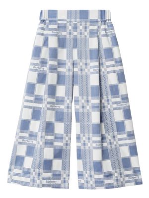 Burberry Kids check cotton trousers - Blue