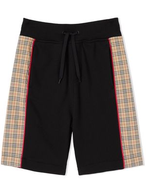 Burberry Kids check panel cotton shorts - Black