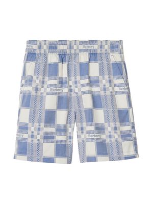 Burberry Kids check-pattern cotton shorts - Blue