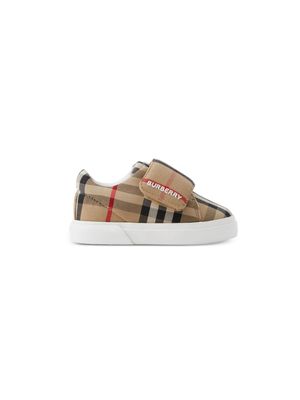 Burberry Kids check-pattern cotton sneakers - Neutrals