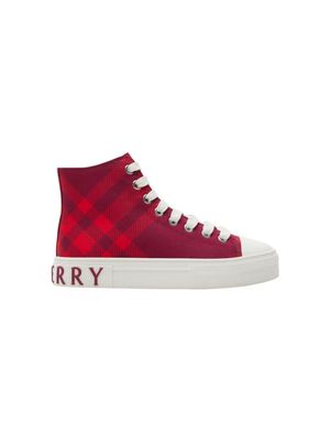 Burberry Kids check-pattern cotton sneakers - Red