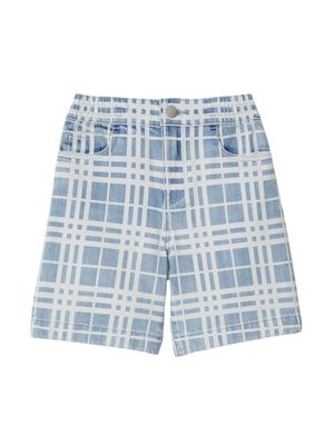 Burberry Kids check-pattern denim shorts - Blue