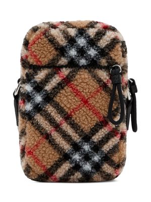 Burberry Kids check-pattern fleece shoulder bag - Brown