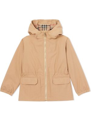 Burberry Kids check-pattern hooded jacket - Neutrals