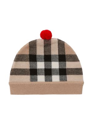 Burberry Kids Check-pattern knitted beanie - Neutrals