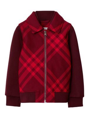 Burberry Kids check-pattern panelled bomber jacket - Red