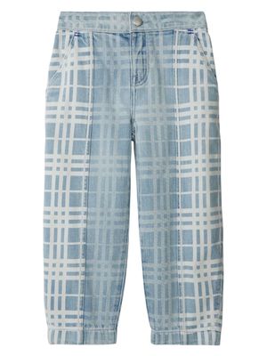 Burberry Kids check-pattern tapered-leg jeans - Blue