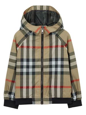 Burberry Kids check-pattern zip-up hooded jacket - Neutrals